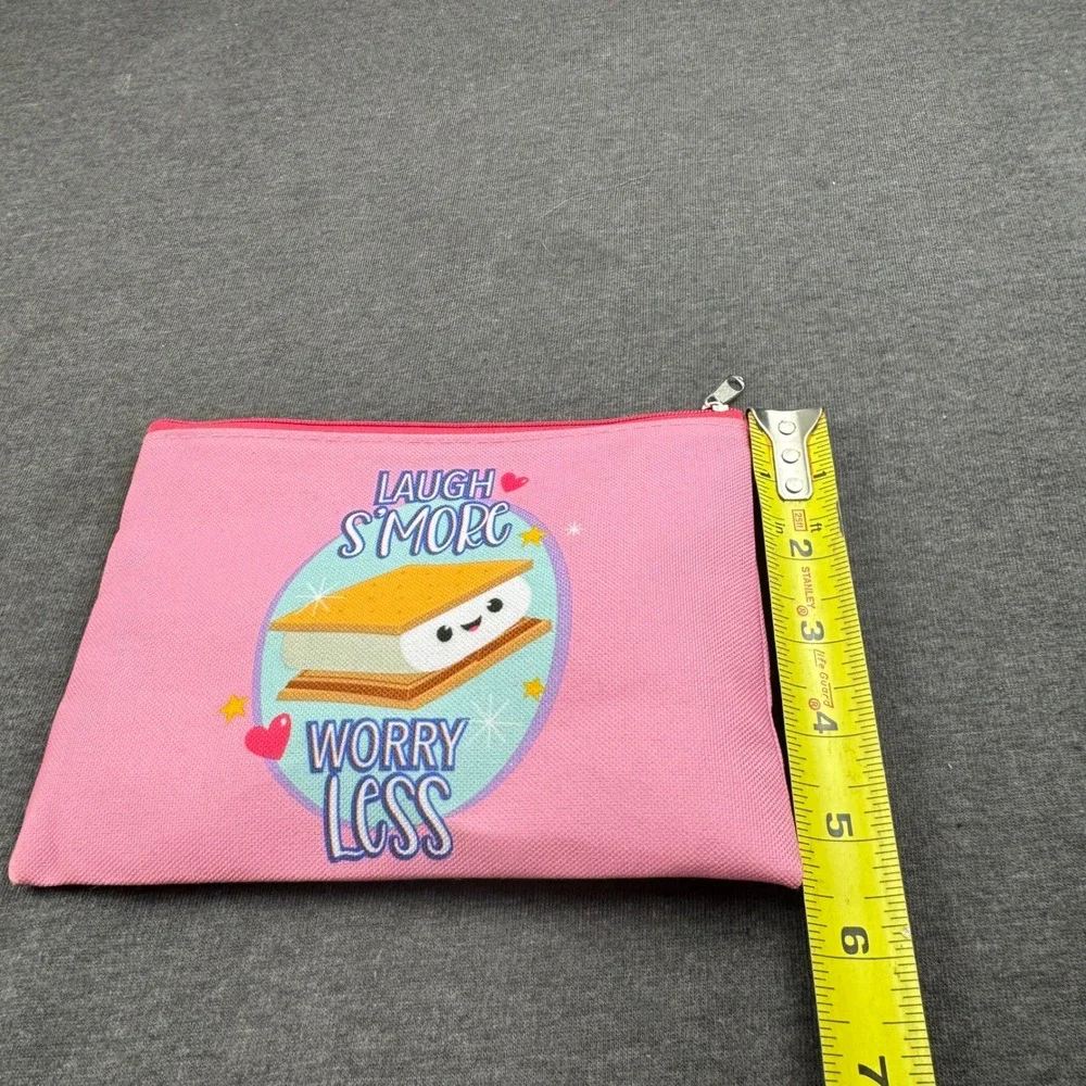 Pink S'mores Laugh Worry Less Zipper Pouch Cosmetic Bag‎ Pencil Case